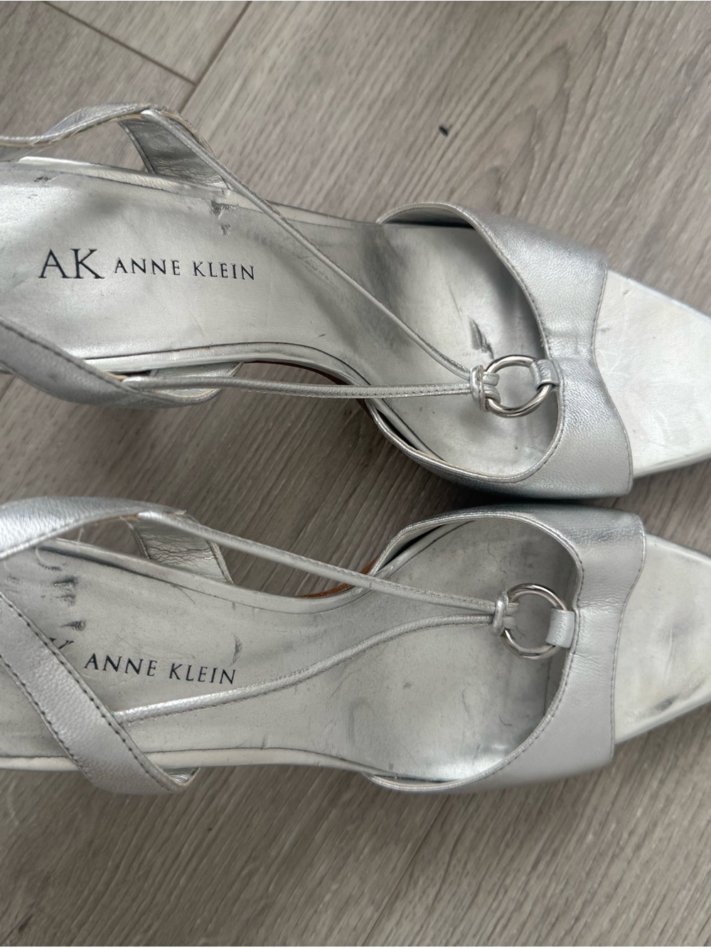 Anne Klein Silver Metallic Ring-Accent Heels